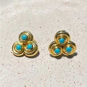 Julie Vos Gold and Turquoise Cluster Earrings